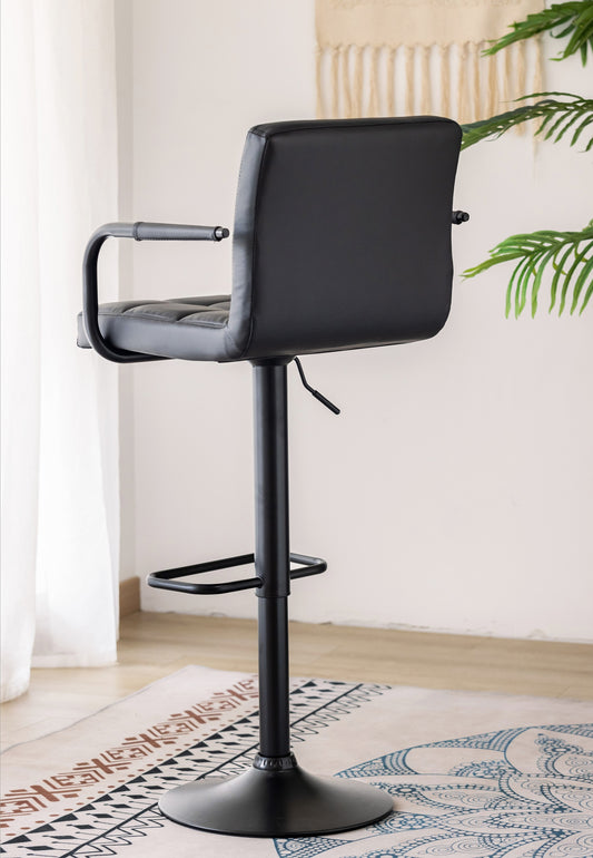 Swivel Gas-Lift Bar Stool with Arms – Black Frame – Set of 2