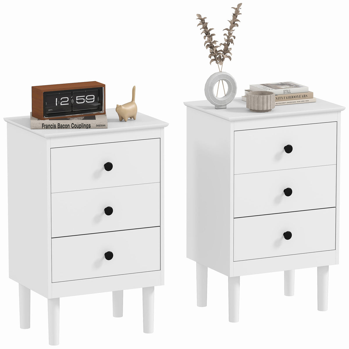 Modern 3-Drawer Nightstands, Set of 2 – 16"W x 25"H