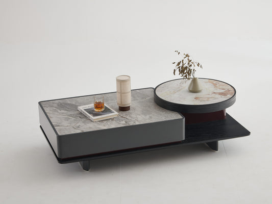 Two-Tone Coffee Table with Black Top