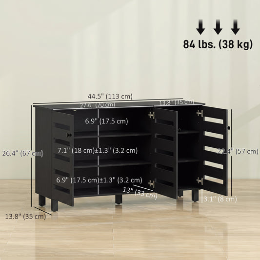Shoe Cabinet with 3 Slatted Doors – 44"W x 26"H