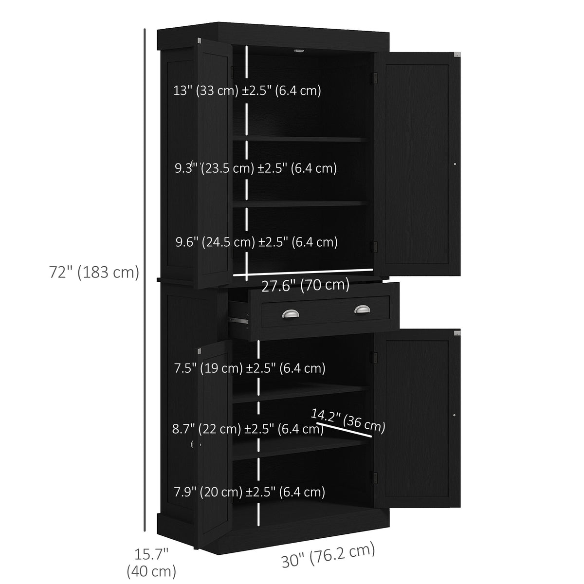 Kitchen Storage Cabinet with 4 Doors – 30"W x 73"H