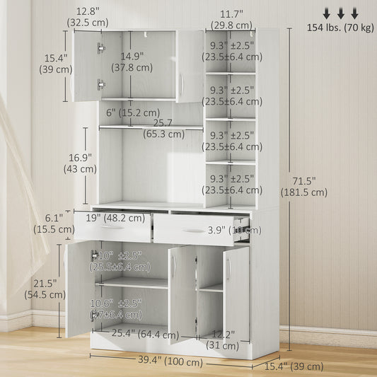 Kitchen Hutch with Storage Cabinet – 39"W x 72"H