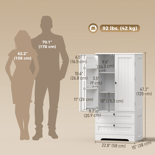 Farmhouse Kitchen Pantry with 6 Door Racks and 2 Drawers – 23"W x 47"H