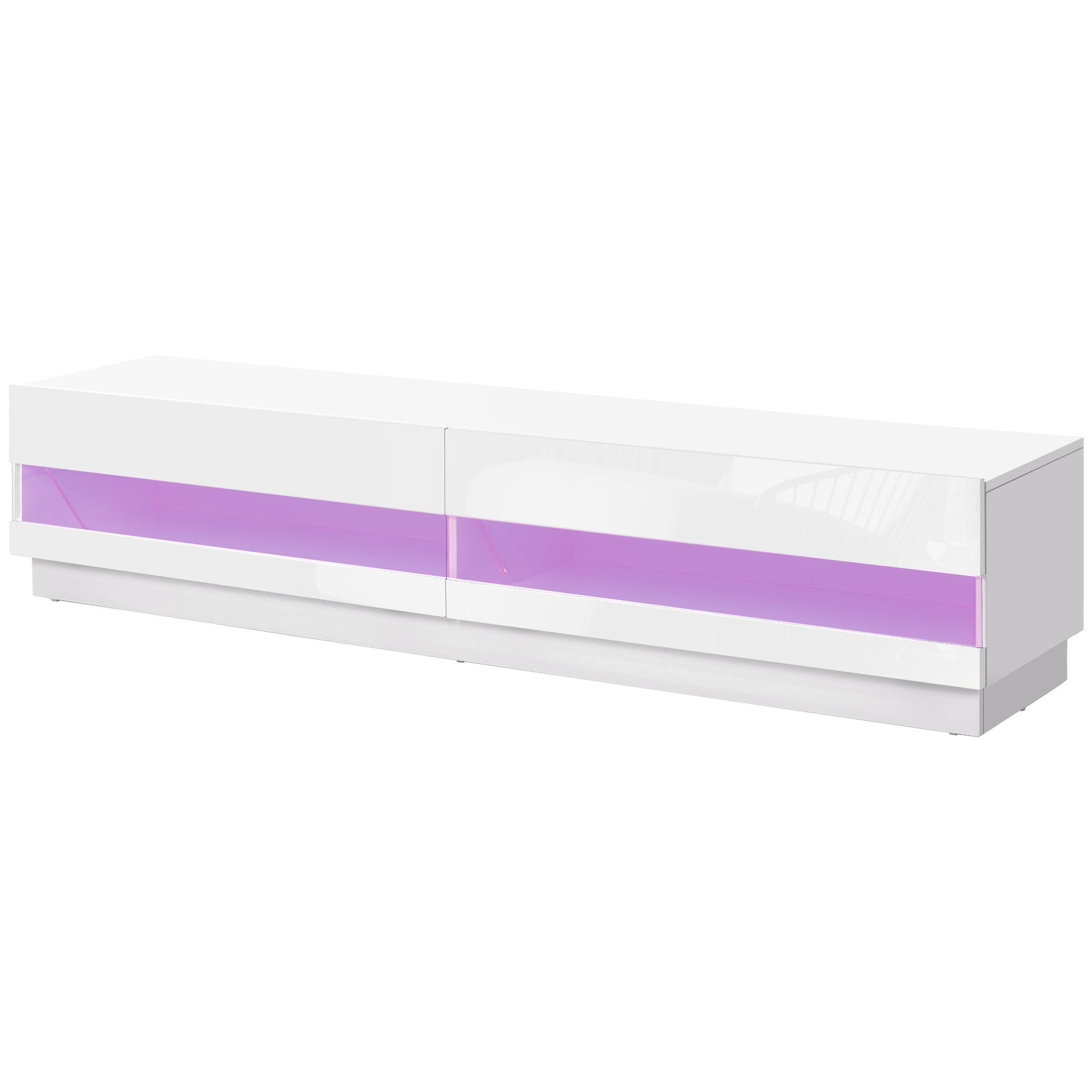 HOMCOM 75-inch High Gloss White LED TV Stand Entertainment Center with Storage