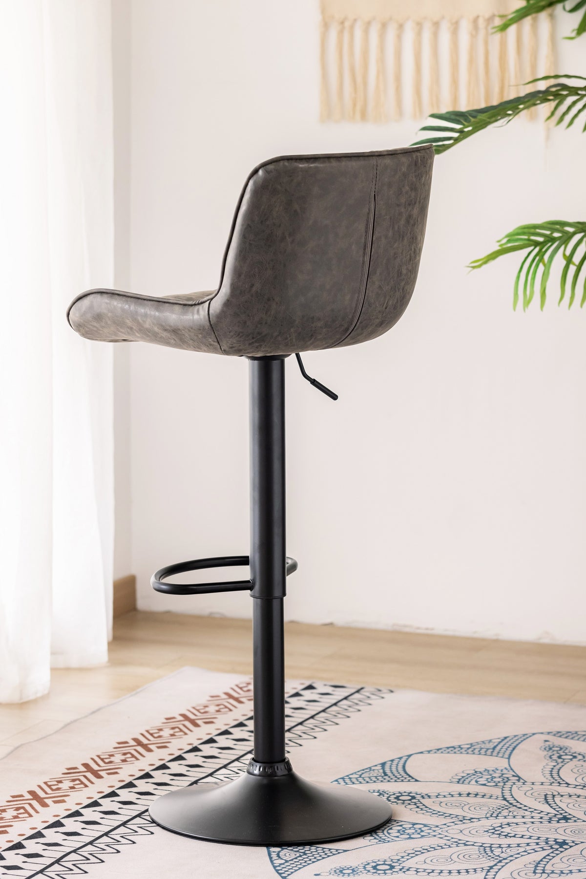 Vertical-Stitch Swivel Bar Stool – Set of 2