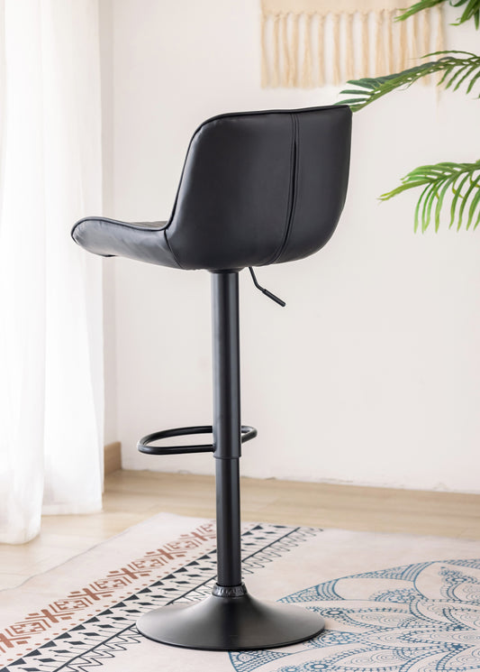 Vertical-Stitch Swivel Bar Stool – Set of 2