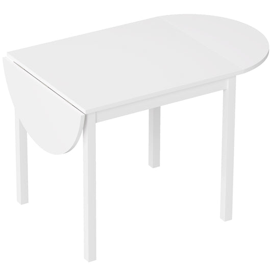 HOMCOM Solid Wood Drop Leaf Dining Table White