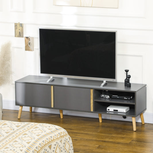 HOMCOM Modern Dark Grey TV Stand for 55-inch TVs with Storage and Cable Management