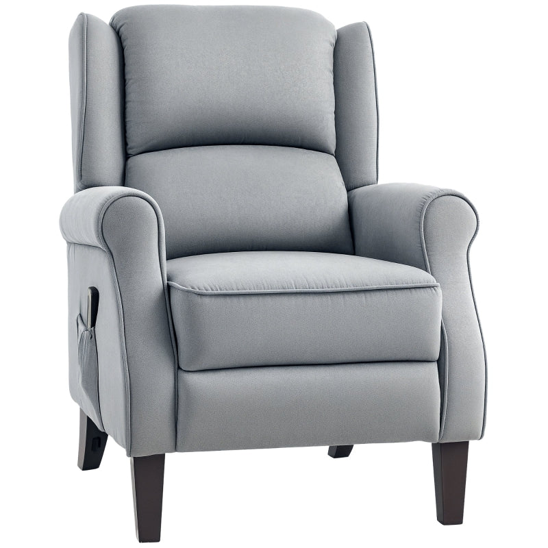 HOMCOM Grey Push Back Recliner with Vibration Massage and Footrest