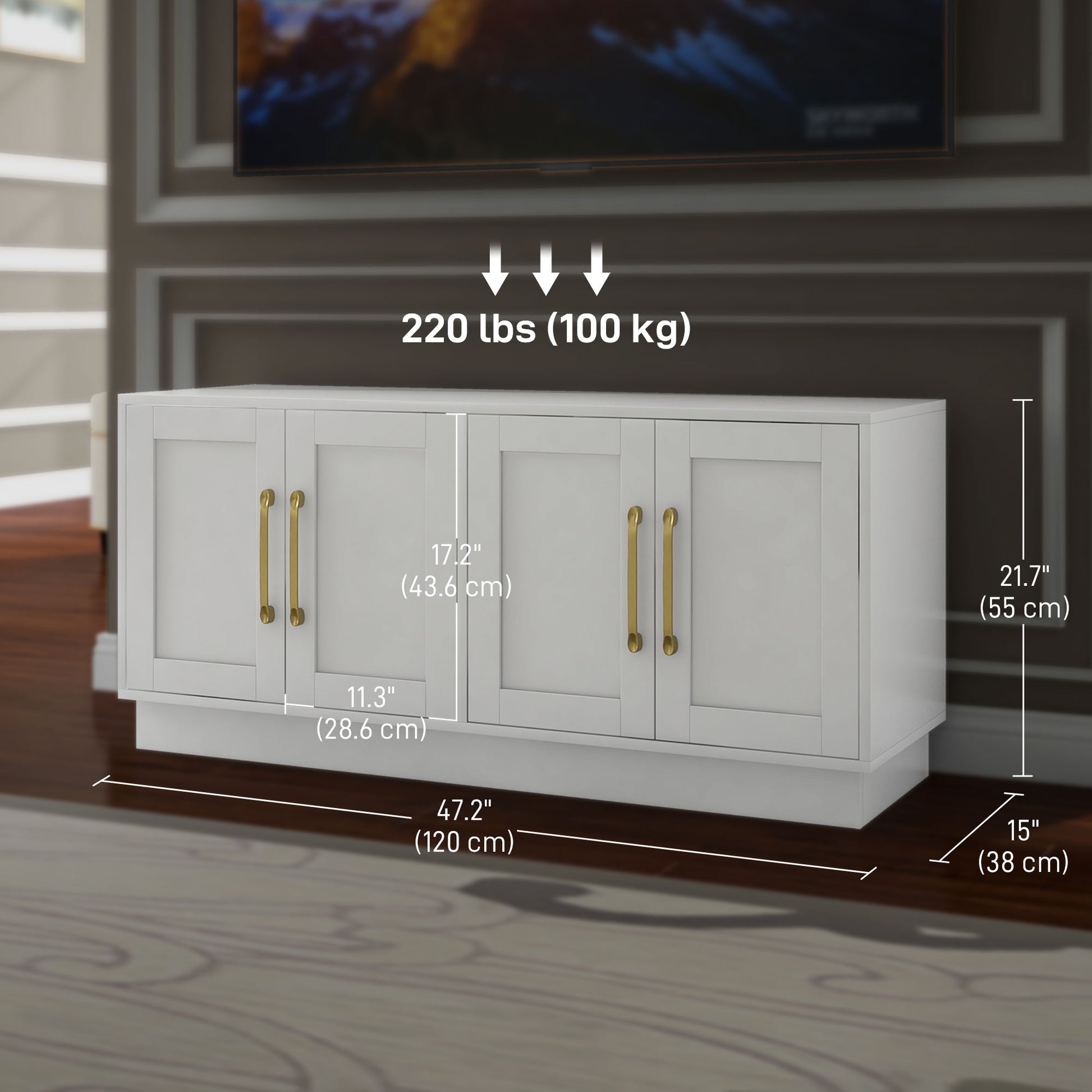 HOMCOM TV Stand with Soft Hinged Doors and Adjustable Shelves