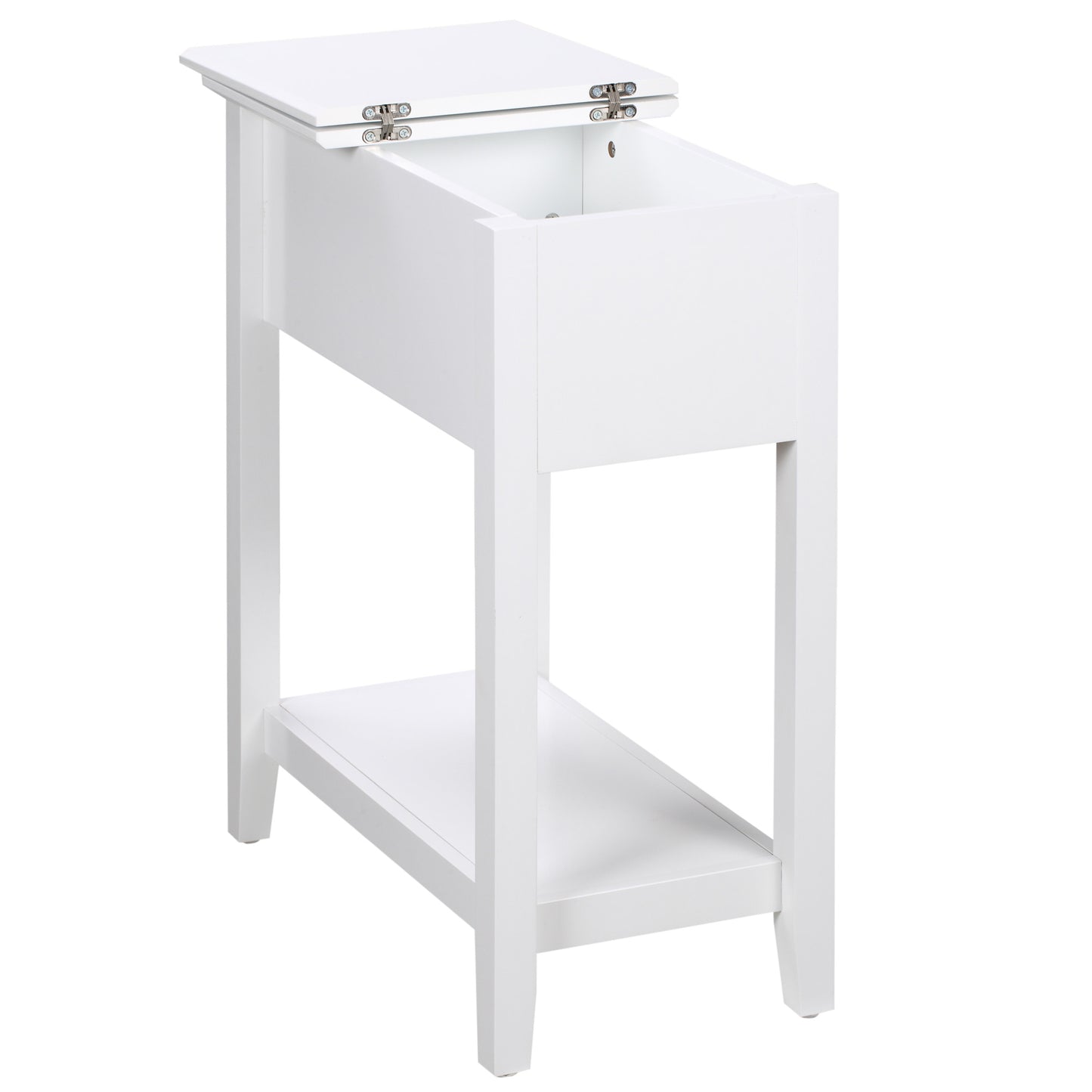 HOMCOM Flip Top End Side Table with Storage, Cable Management, Narrow Nightstand