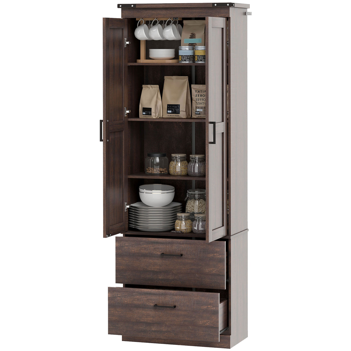 Kitchen Pantry Cabinet with Doors – 24"W x 67"H