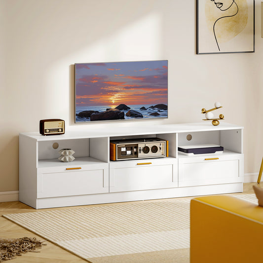 HOMCOM Modern White TV Stand with Storage for 85-inch TVs