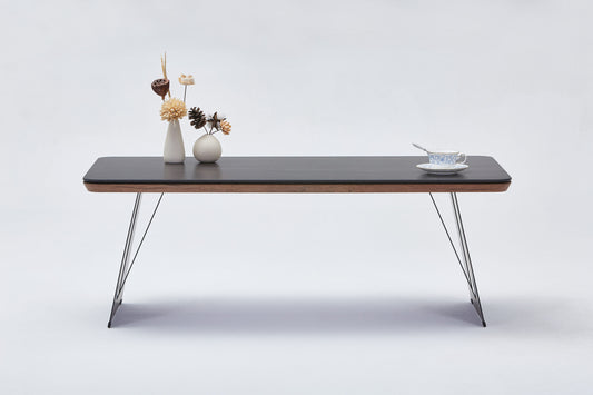 Wood Coffee Table with Angled Black Legs
