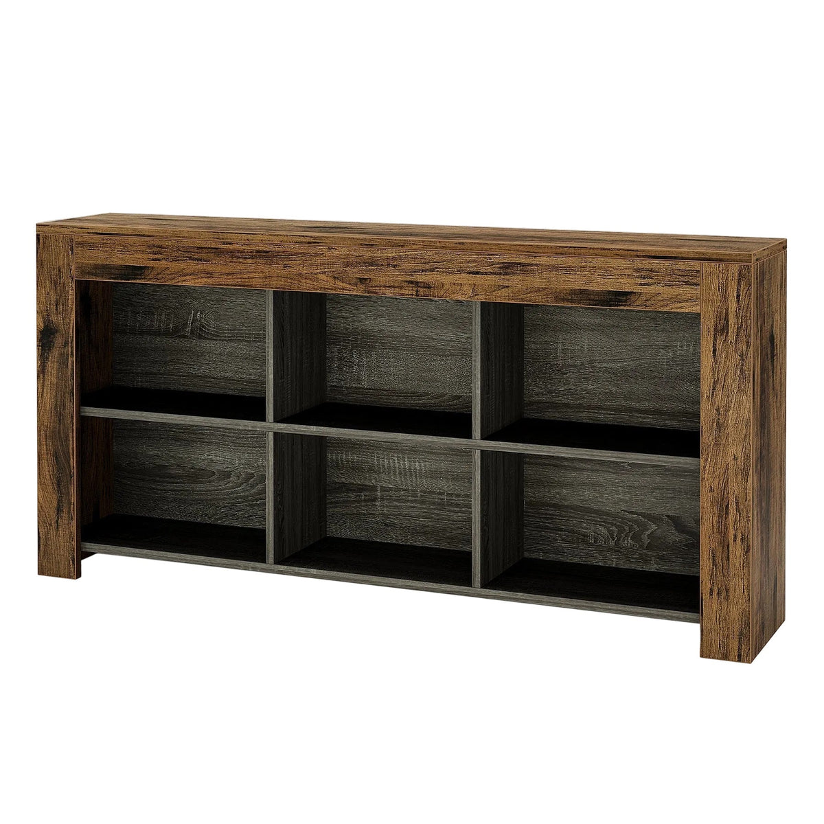63" Console Table, Narrow Sofa Table Entryway Table with 6 Storage Cubes