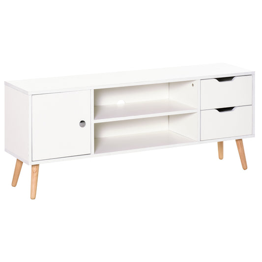 HOMCOM White TV Stand for 50-Inch TVs, Storage with Shelves, Drawers