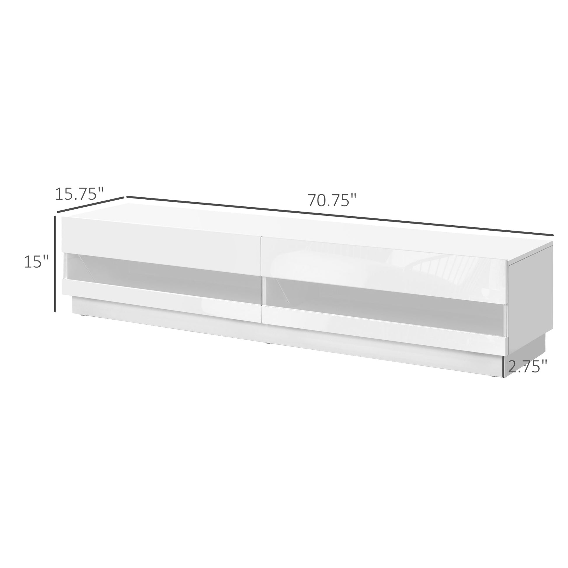 HOMCOM 75-inch High Gloss White LED TV Stand Entertainment Center with Storage