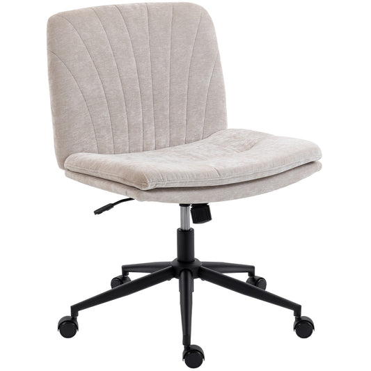 HOMCOM Wide Armless Criss Cross Office Chair: Adjustable Height, Tilting, Swivel, Beige