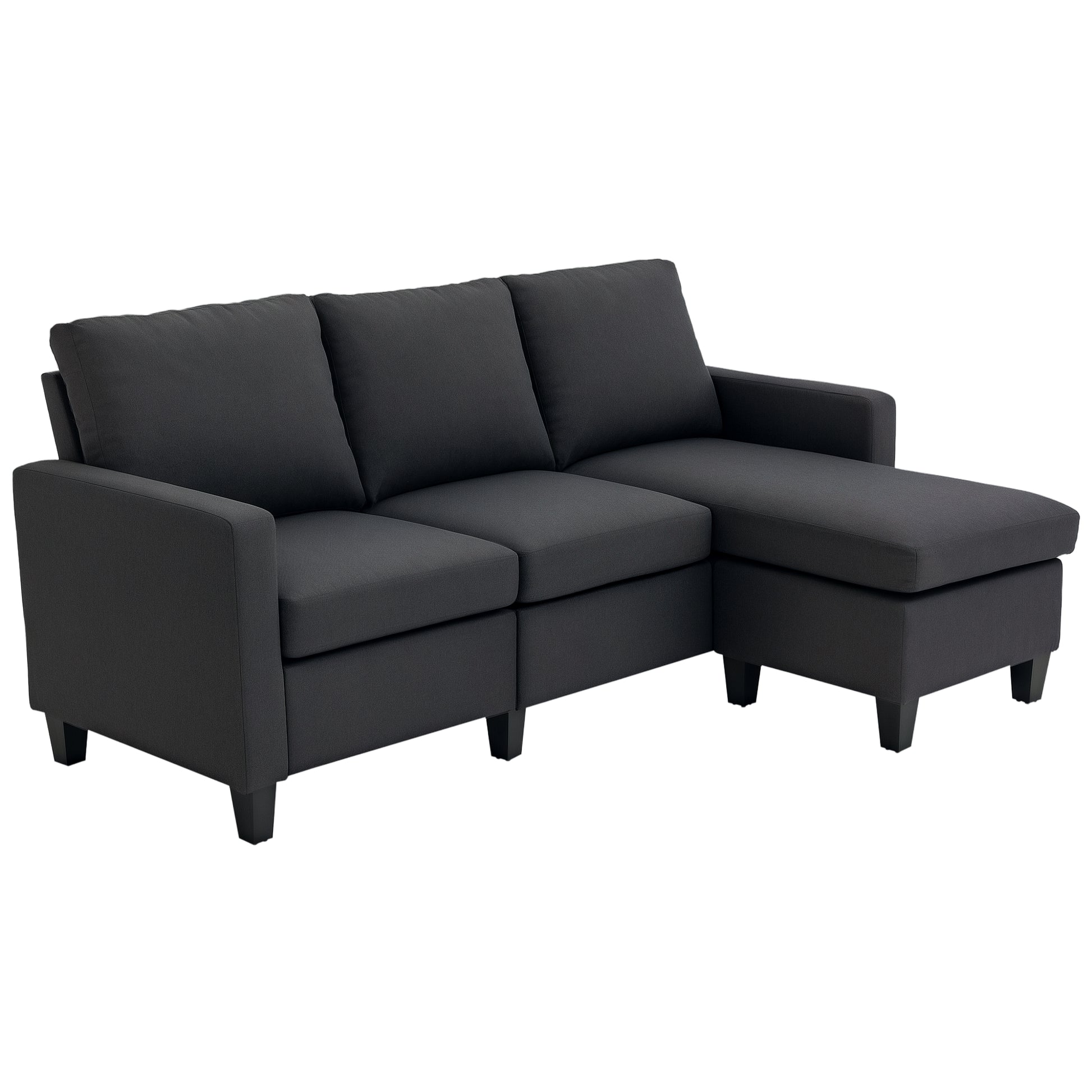 HOMCOM Modern L-Shape Sectional Sofa, Reversible Chaise, Dark Grey Fabric