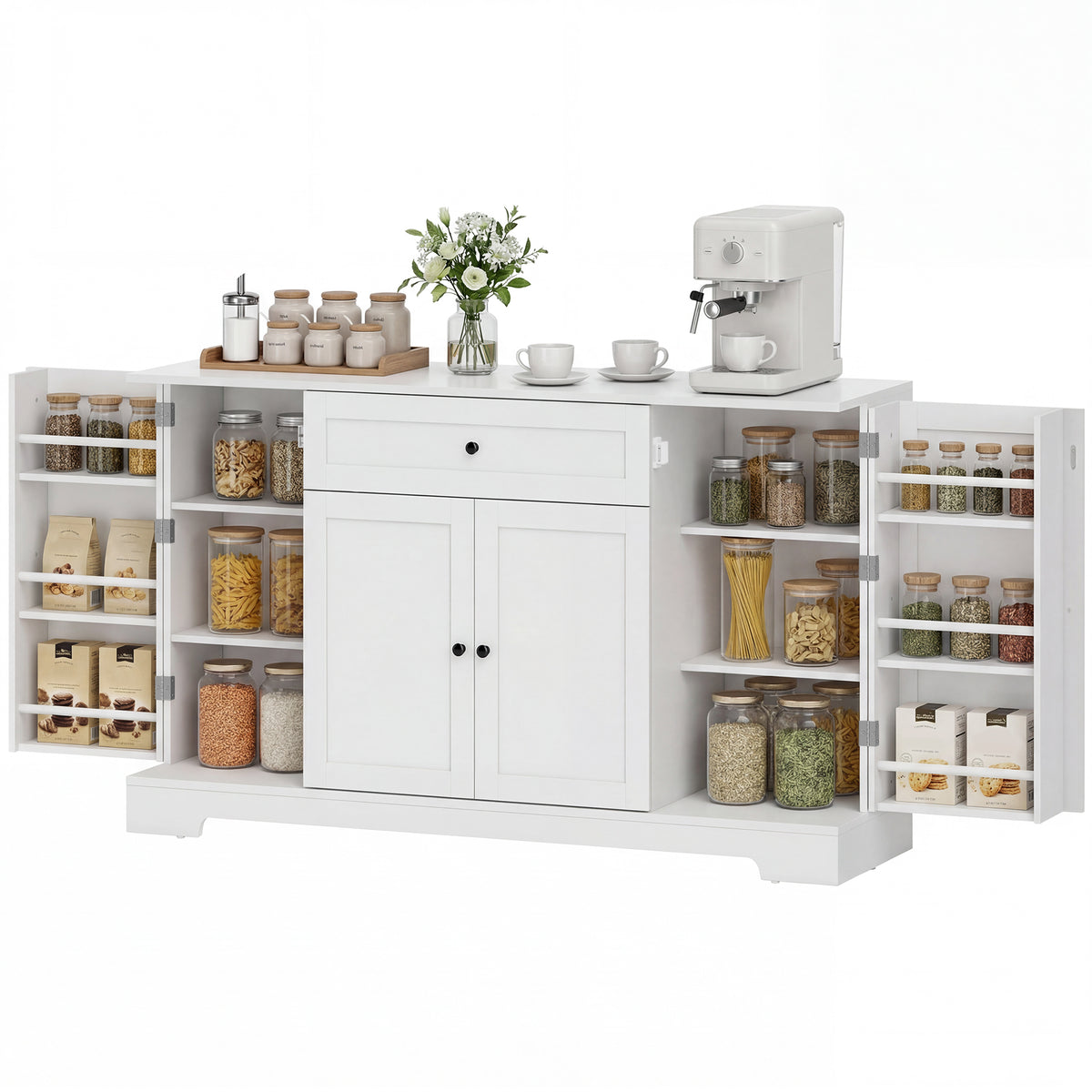 Modern Kitchen Storage Cabinet with Drawer – 55"W x 31"H