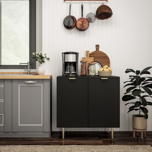 Sideboard Buffet Cabinet with Adjustable Shelves and Metal Legs – 32"W x 32"H