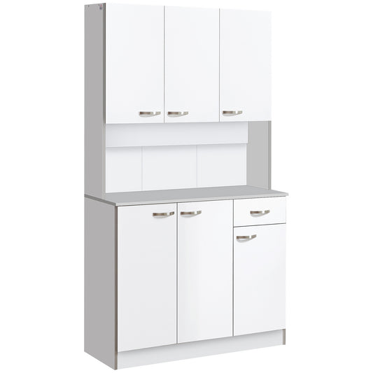 HOMCOM Modern Buffet Hutch With Storage Cabinets White