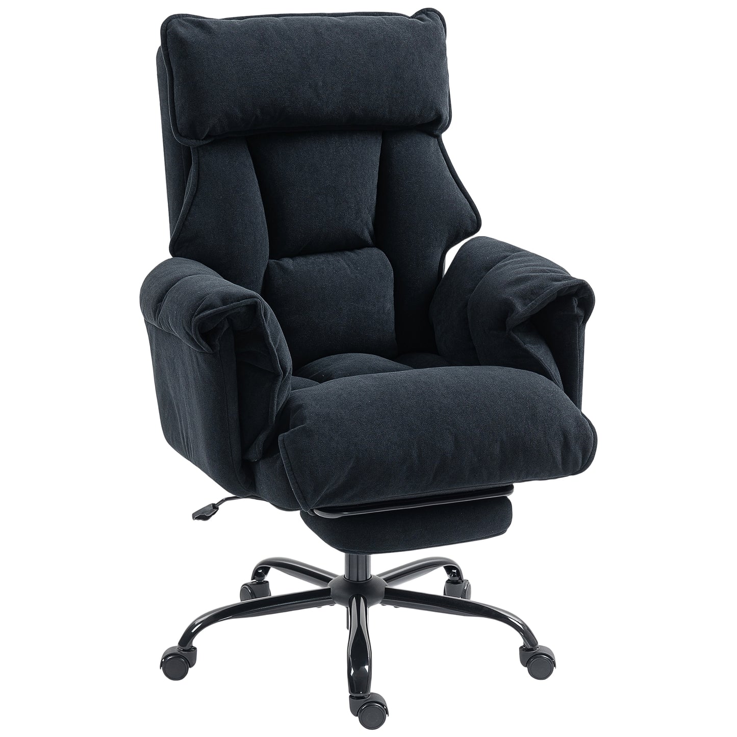 HOMCOM Ergonomic Black Office Chair: Adjustable Backrest, Lumbar, Headrest, Footrest