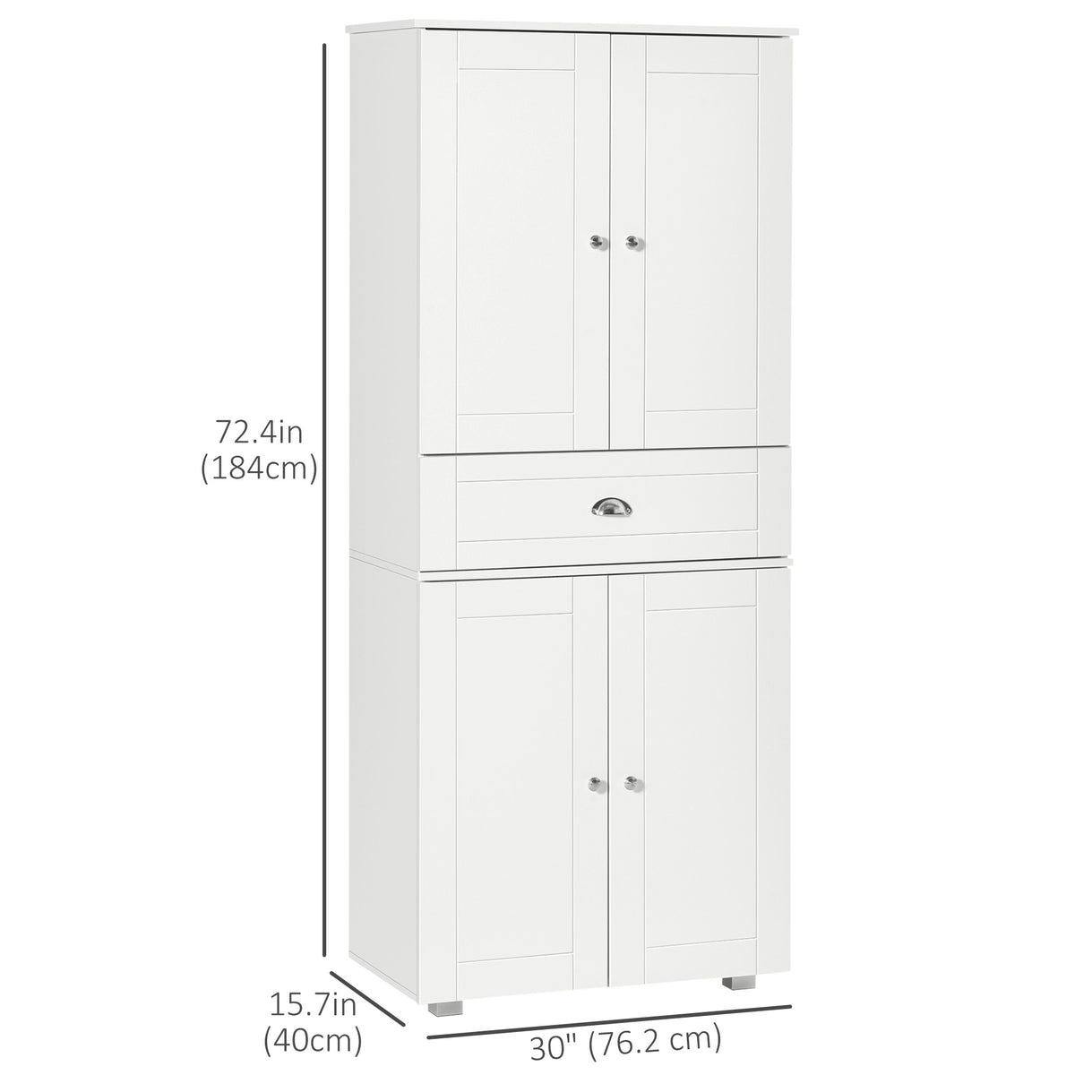 Modern Kitchen Pantry Storage Cabinet with 4 Doors and 3 Adjustable Shelves – 29"W x 73"H