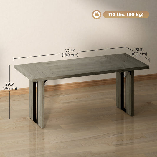 Industrial Kitchen Table for 8, 71" Rectangular Dining Table with Thick Tabletop for Dining Room