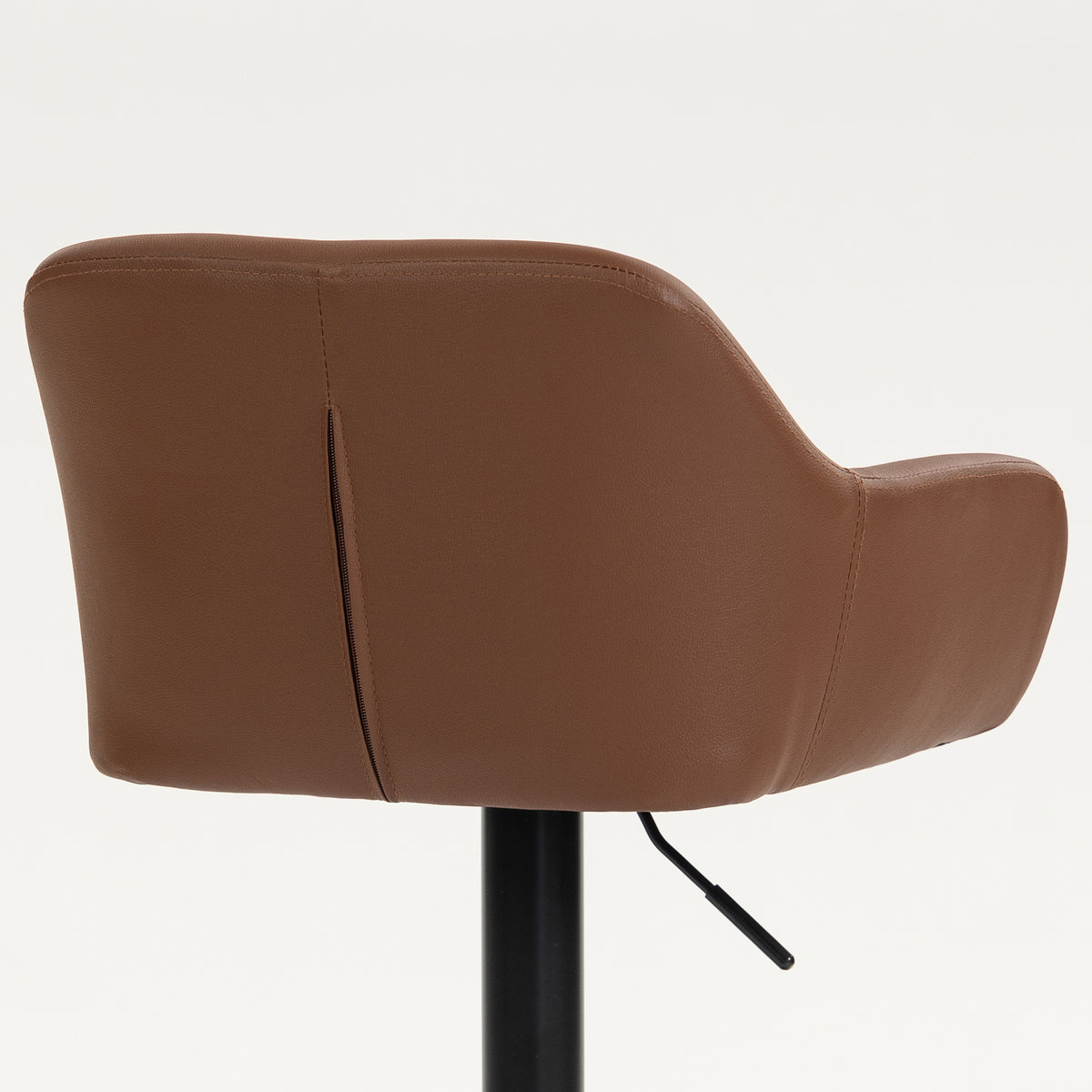 PU Leather Swivel Counter Stools with Arms and Backrest, Adjustable, Set of 2, Brown