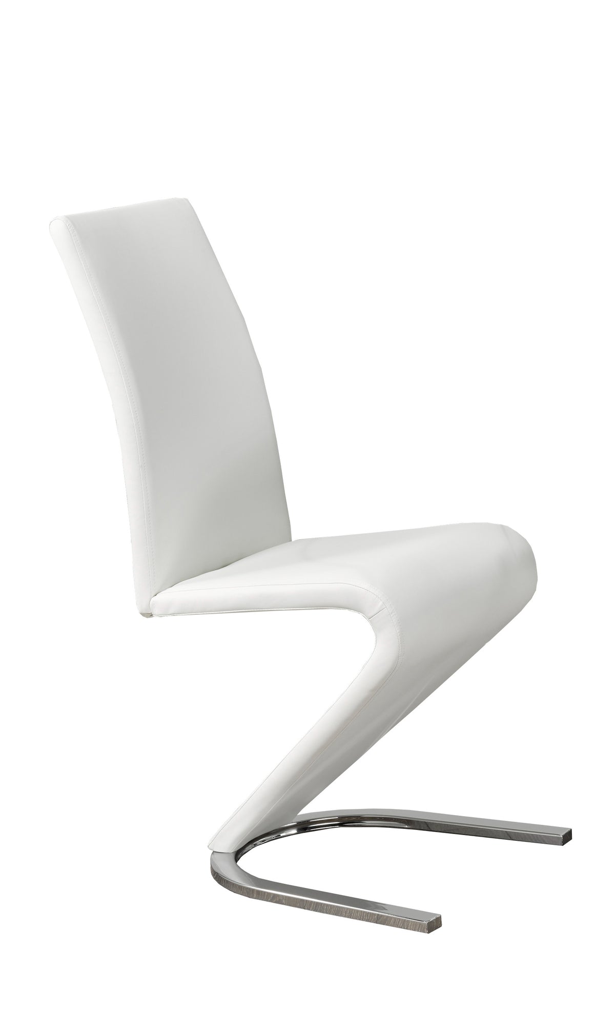 Z-Shaped Faux Leather Dining Chair with Chrome – Set of 2
