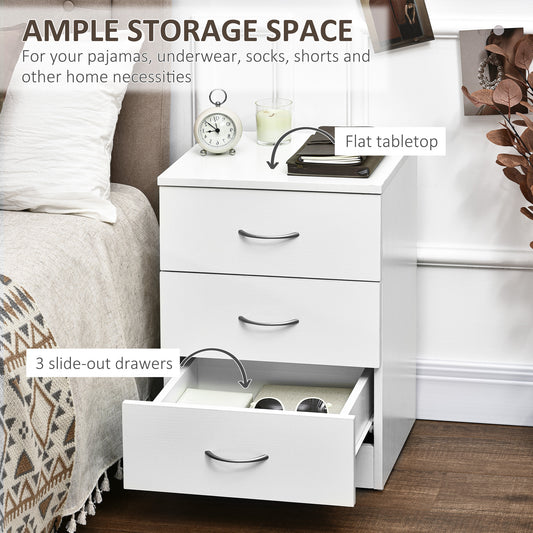 3-Drawer Wood Nightstand – 16"W x 23"H