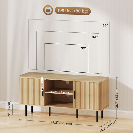 TV Stand Cabinet with Storage Shelves and Cabinets for TVs up to 55" – 47" Wide