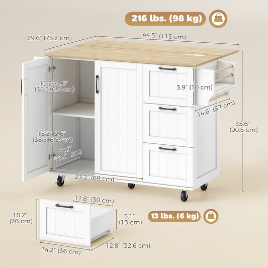 Kitchen Island with Drop Leaf – 53"W x 36"H