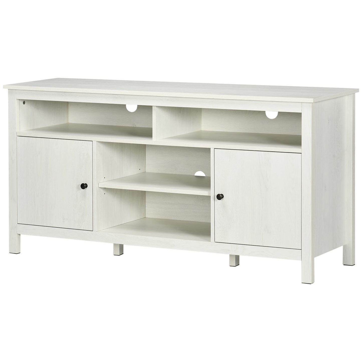 HOMCOM Modern White TV Stand for 65-inch TVs, Storage Shelves & Cabinets, Cable Management