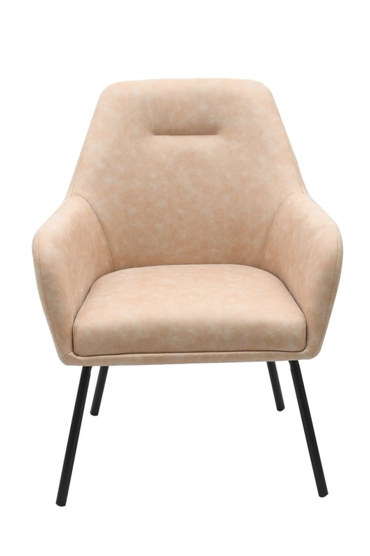 Brassex Vintage Beige Upholstered Dining Chair With Powder-Coated Steel Frame