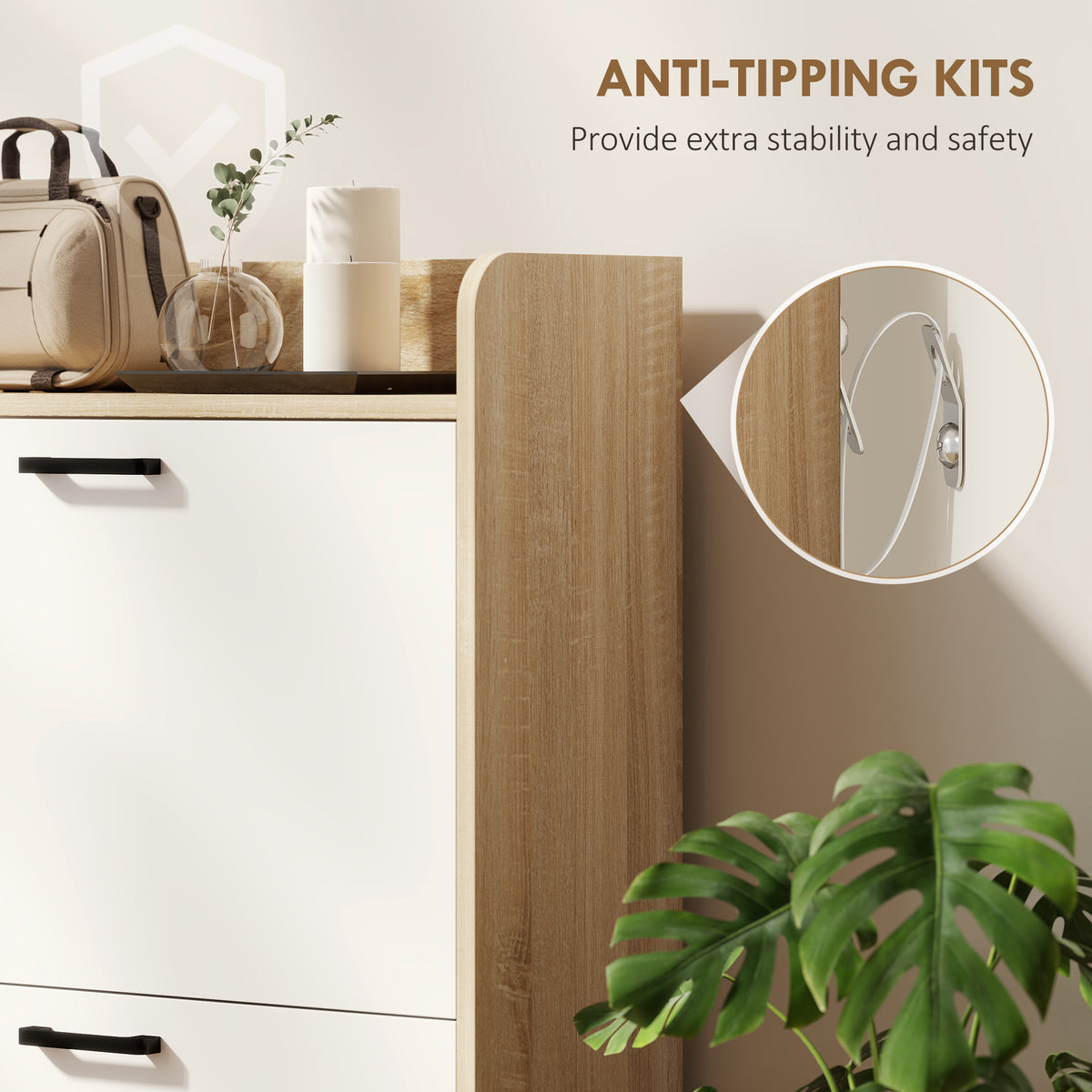 Shoe Cabinet with 2 Flip Drawers – 33"W x 36"H