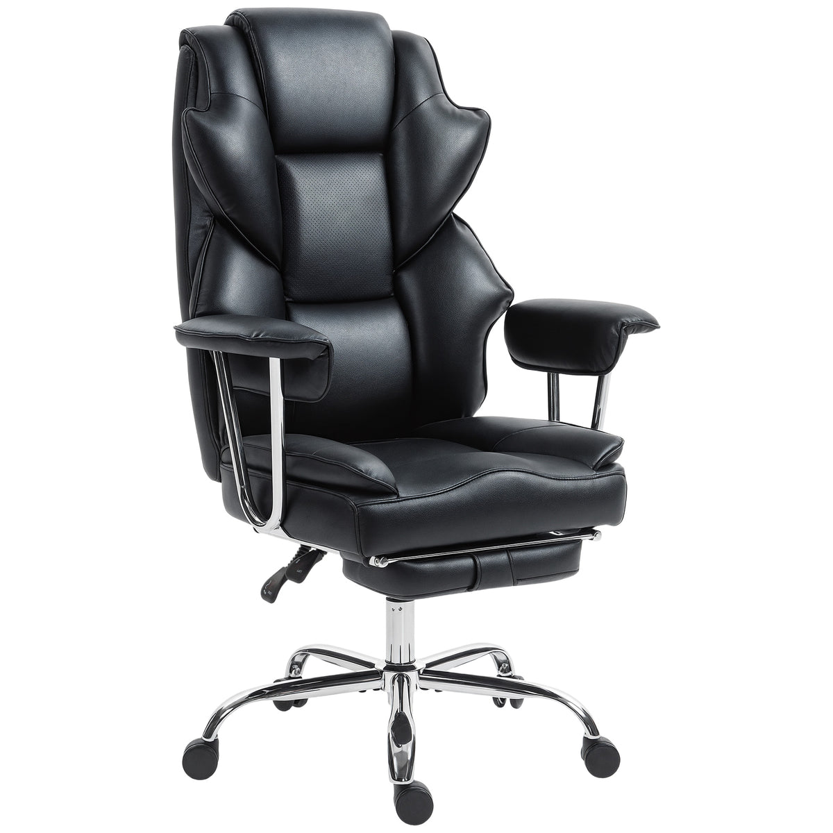Big and Tall Office Chair, 400 lbs Overstuffed Desk Chair with Shaped Foam, PU Leather, Black