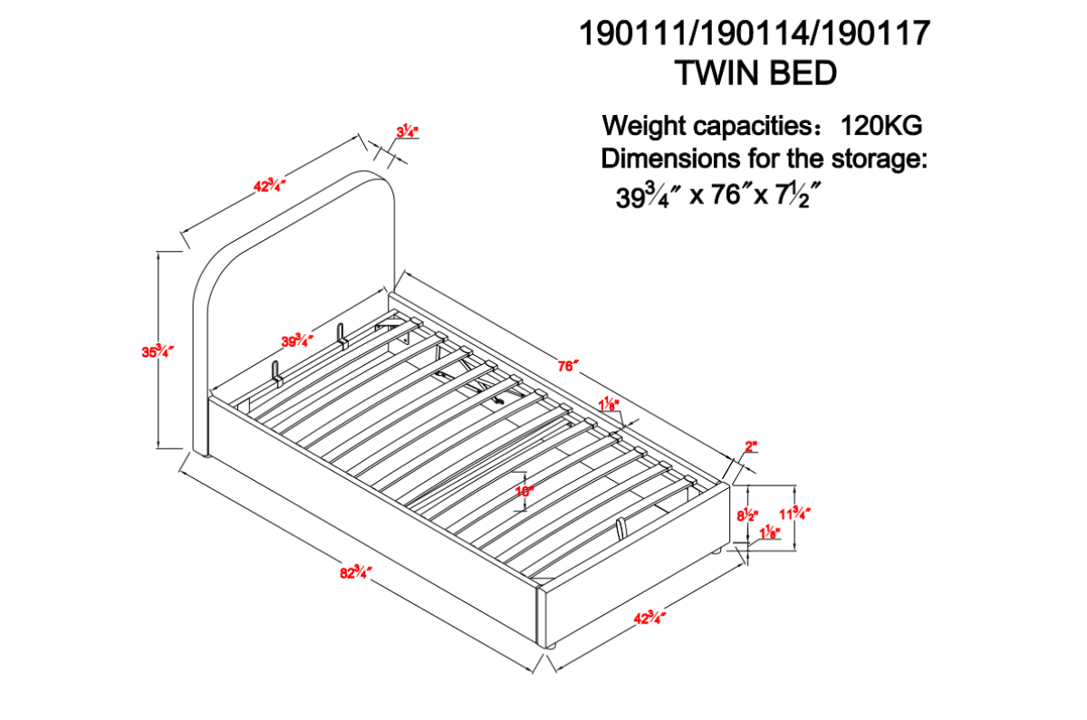 Upholstered Solid Wood Platform Storage Bed