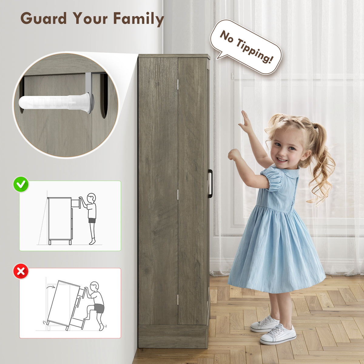 Farmhouse Kitchen Pantry Cabinet with Doors – 24"W x 41"H