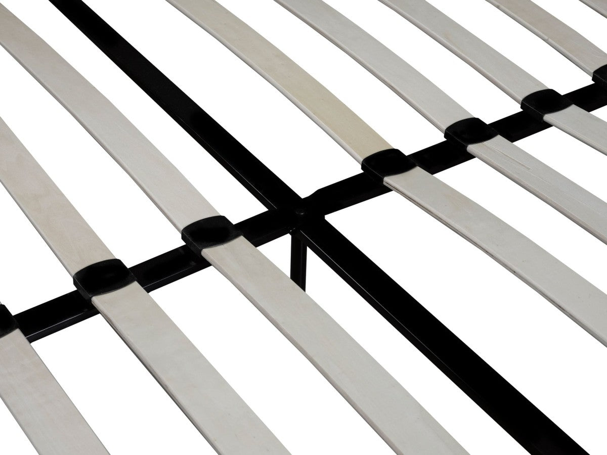 Comfort Black Full Bed & Mattress Set with Bonnell Coil & Slat System