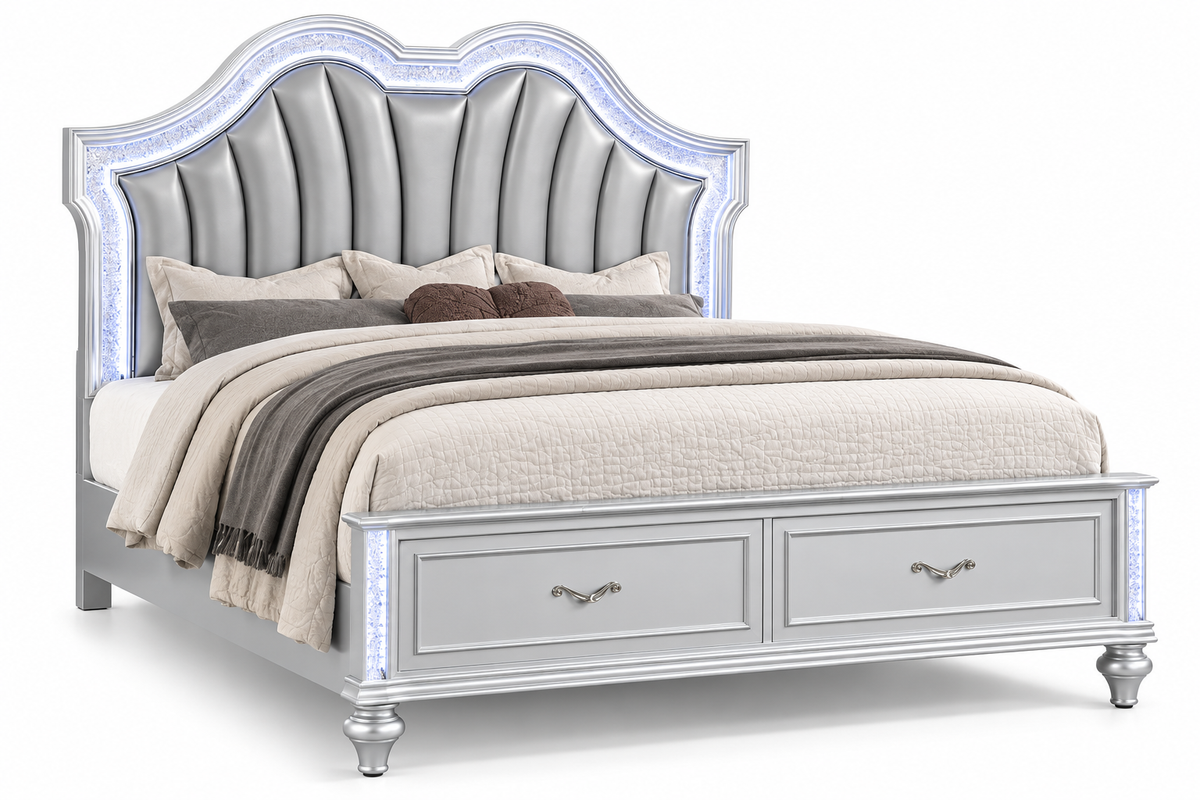 Rosita Grey Storage Bedroom Set – Queen & King Complete Bedroom Collection