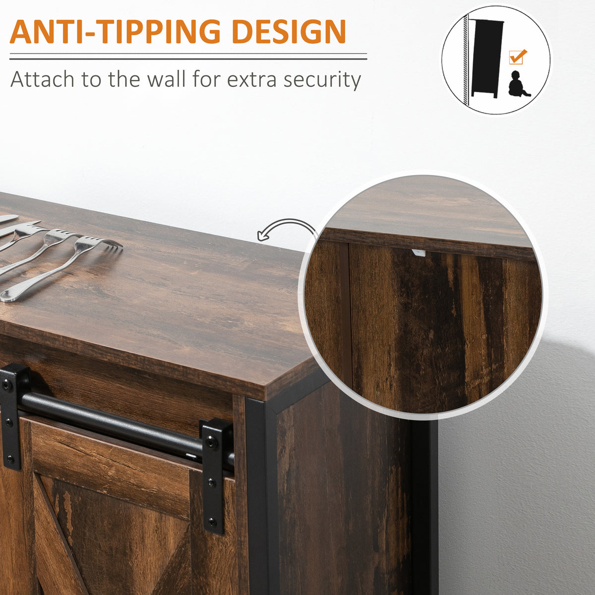 Kitchen Sideboard with Sliding Barn Doors – 39"W x 32"H