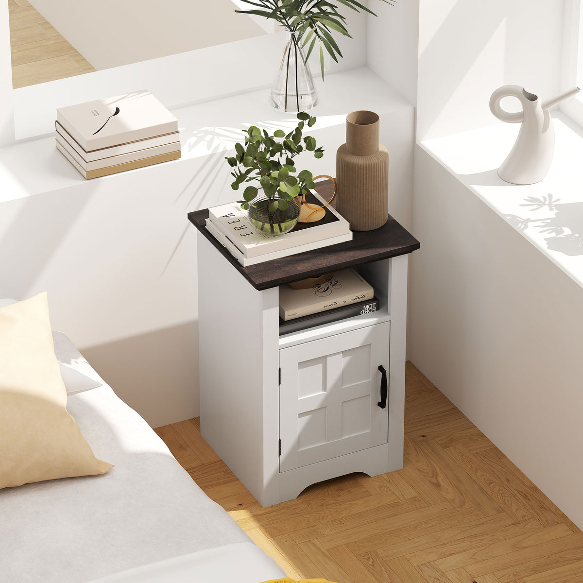Farmhouse Nightstands with Barn Door, Set of 2 – 16"W x 24"H