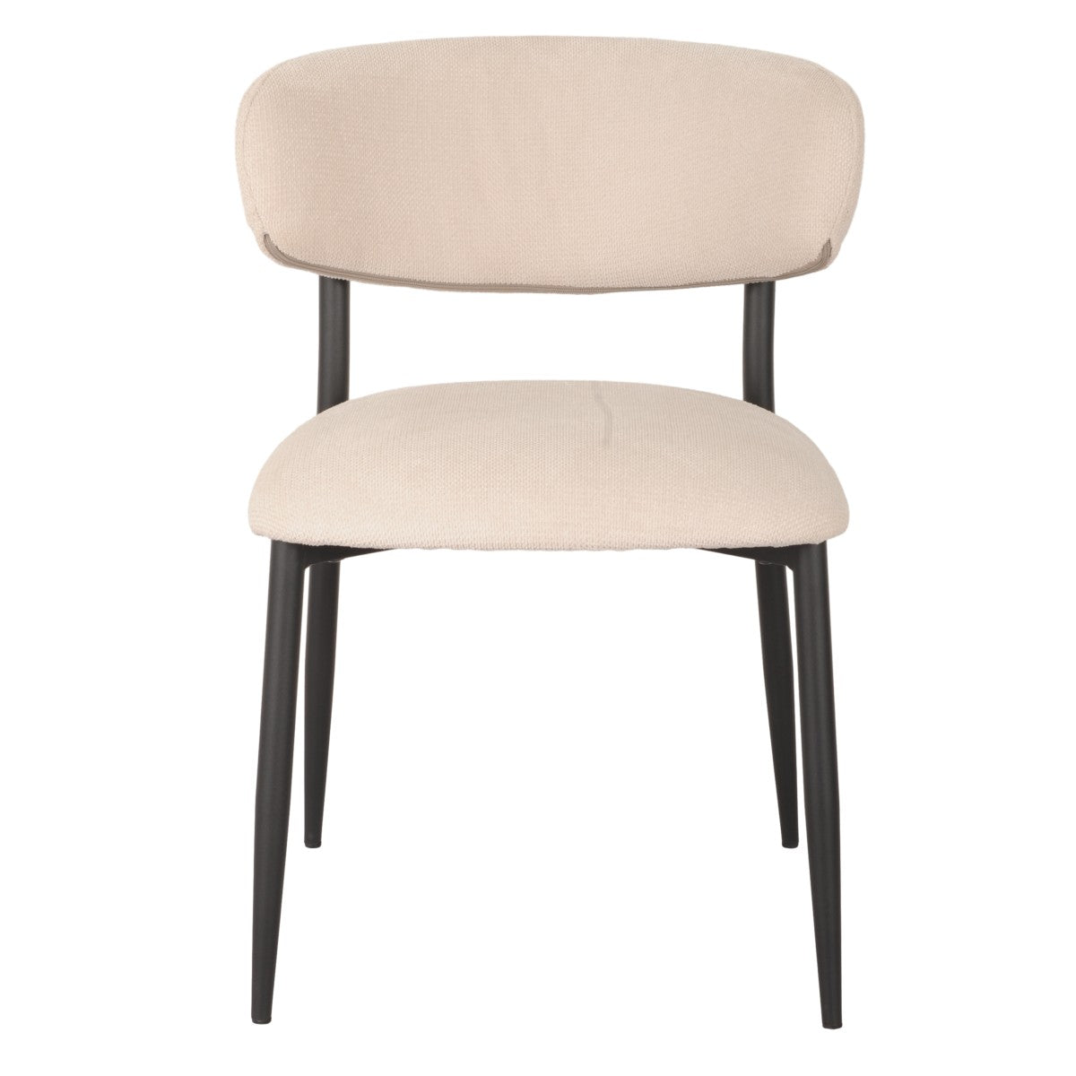 Modern Gianna Beige Fabric Dining Chairs Set of 2 with Metal Legs