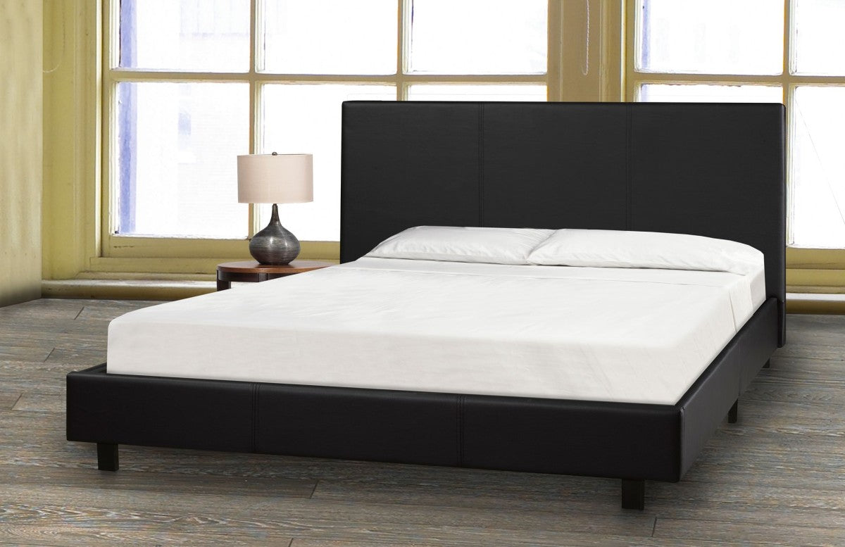 Comfort Black Full Bed & Mattress Set with Bonnell Coil & Slat System