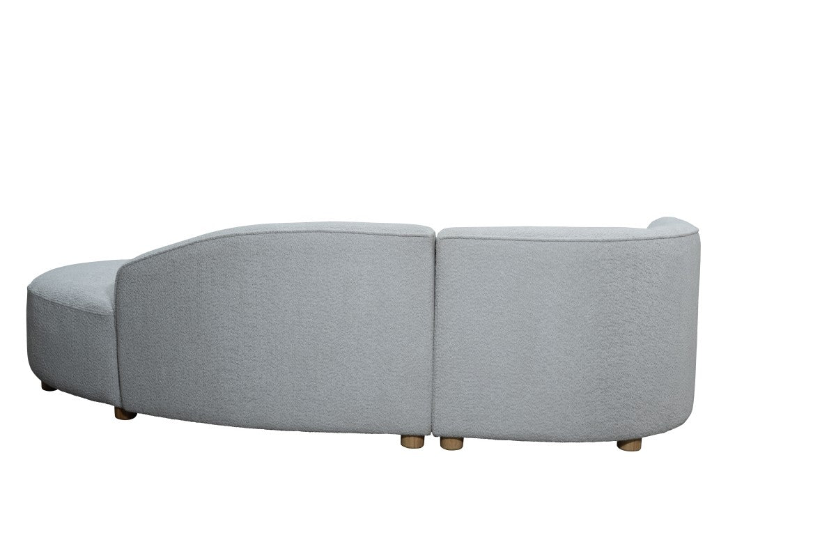 Sofia Beige Contemporary Curved Frame Sofa Chaise, Plush Polyester Fabric, Metal Legs