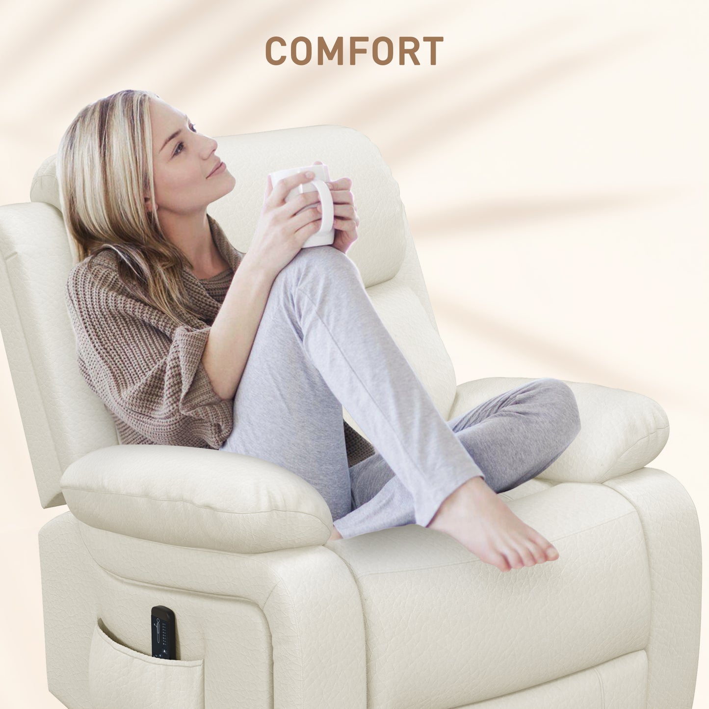 HOMCOM Luxurious PU Leather Swivel Rocker Recliner with Vibration Massage & Remote