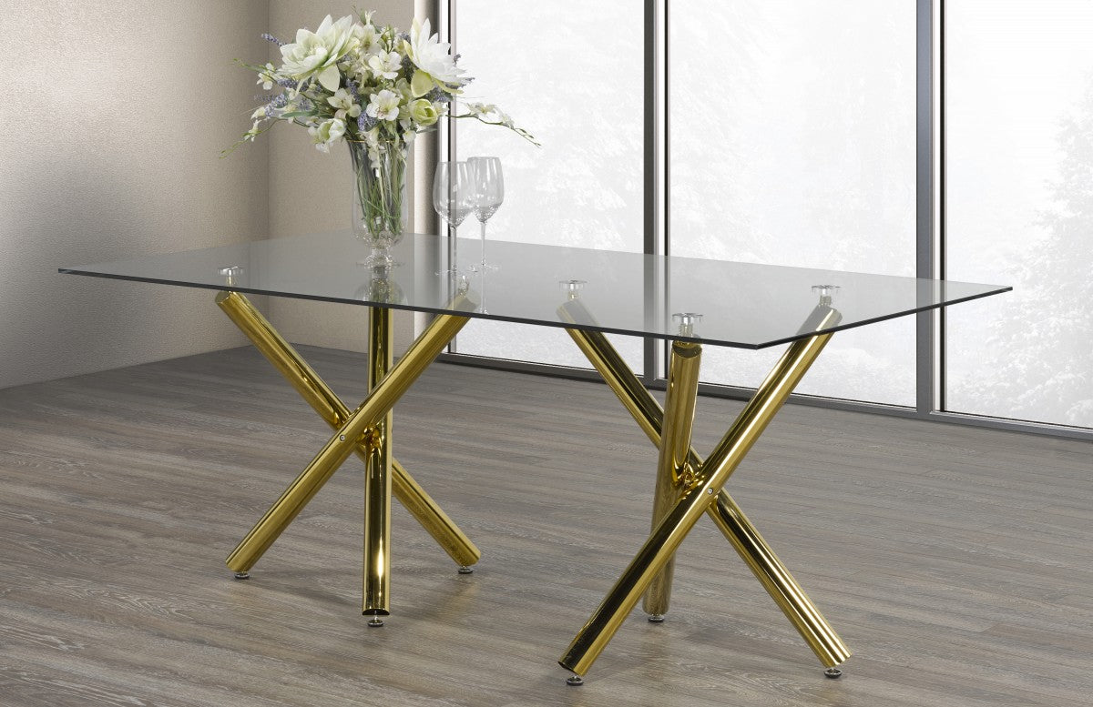 Glass Dining Table – Gold