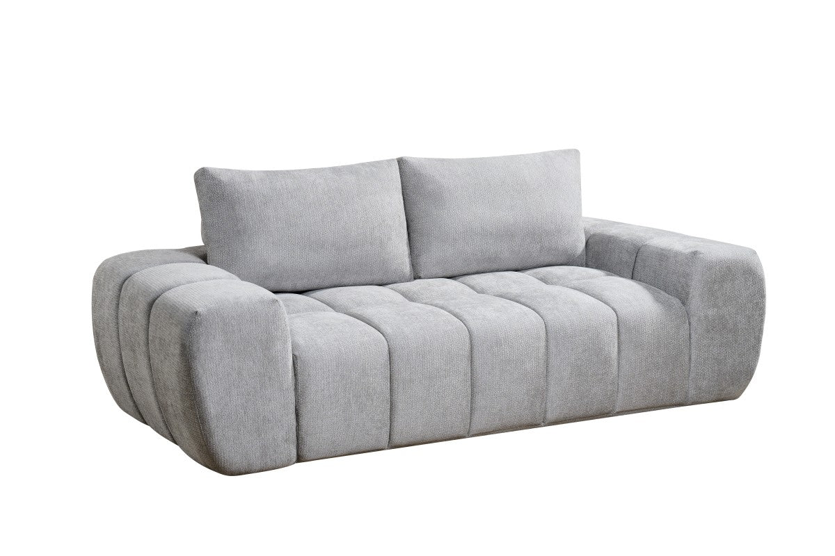 Plush Taupe Compression Sofa With Pocket Coils